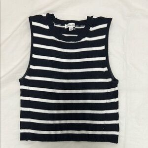 Hunter & Brown Black and White Tank Crop Ribbed